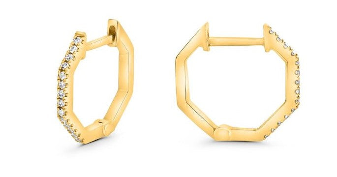 Diamond Octagonal Huggie Earrings