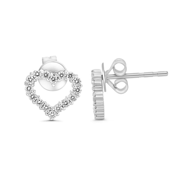 Diamond Open Heart Stud Earrings