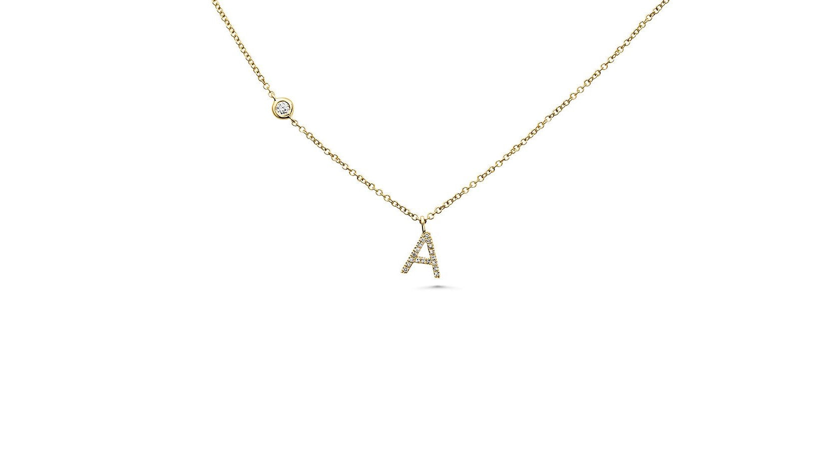 Dainty Diamond Yellow Gold Initial Necklaces