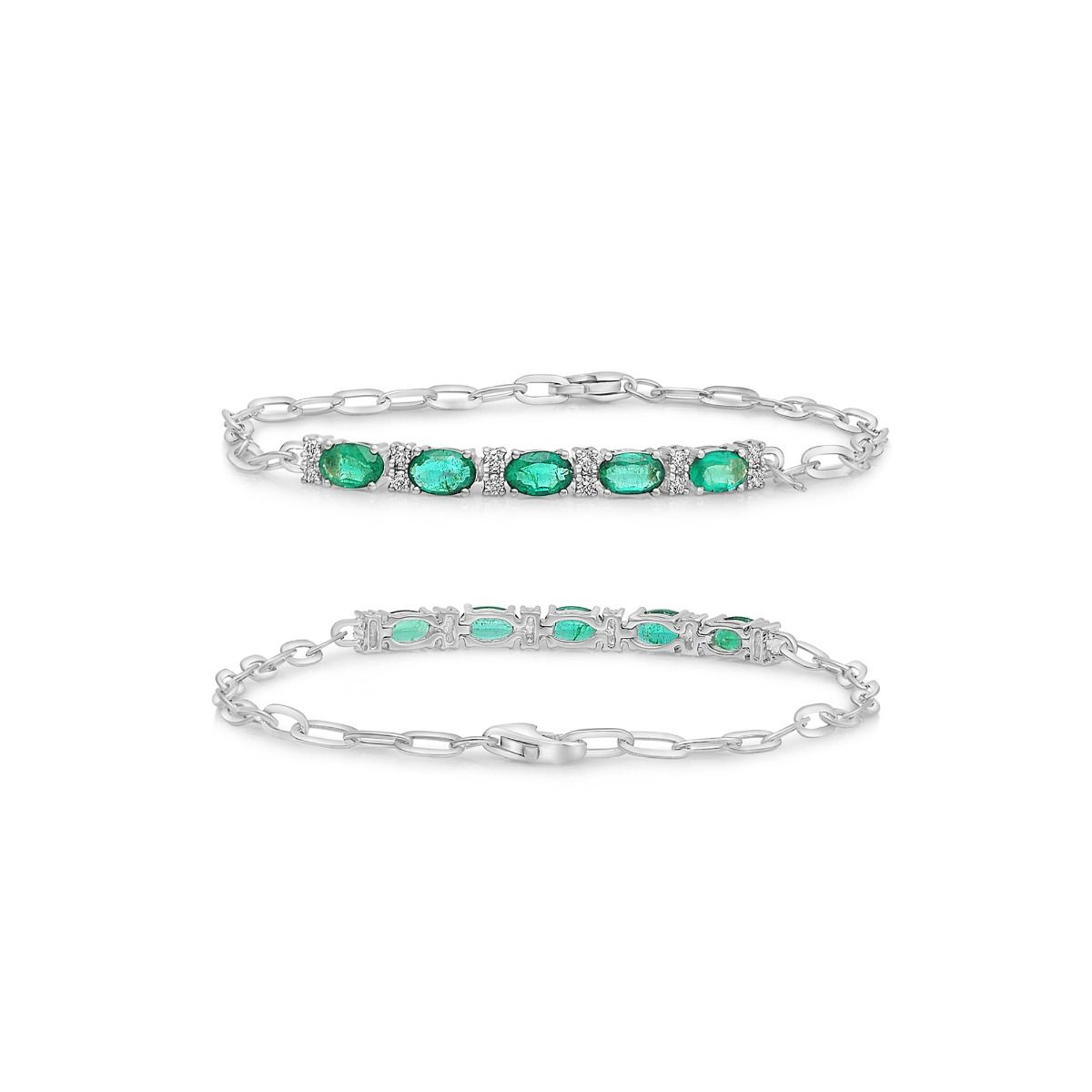 Emerald and Diamond Chain Bracelet