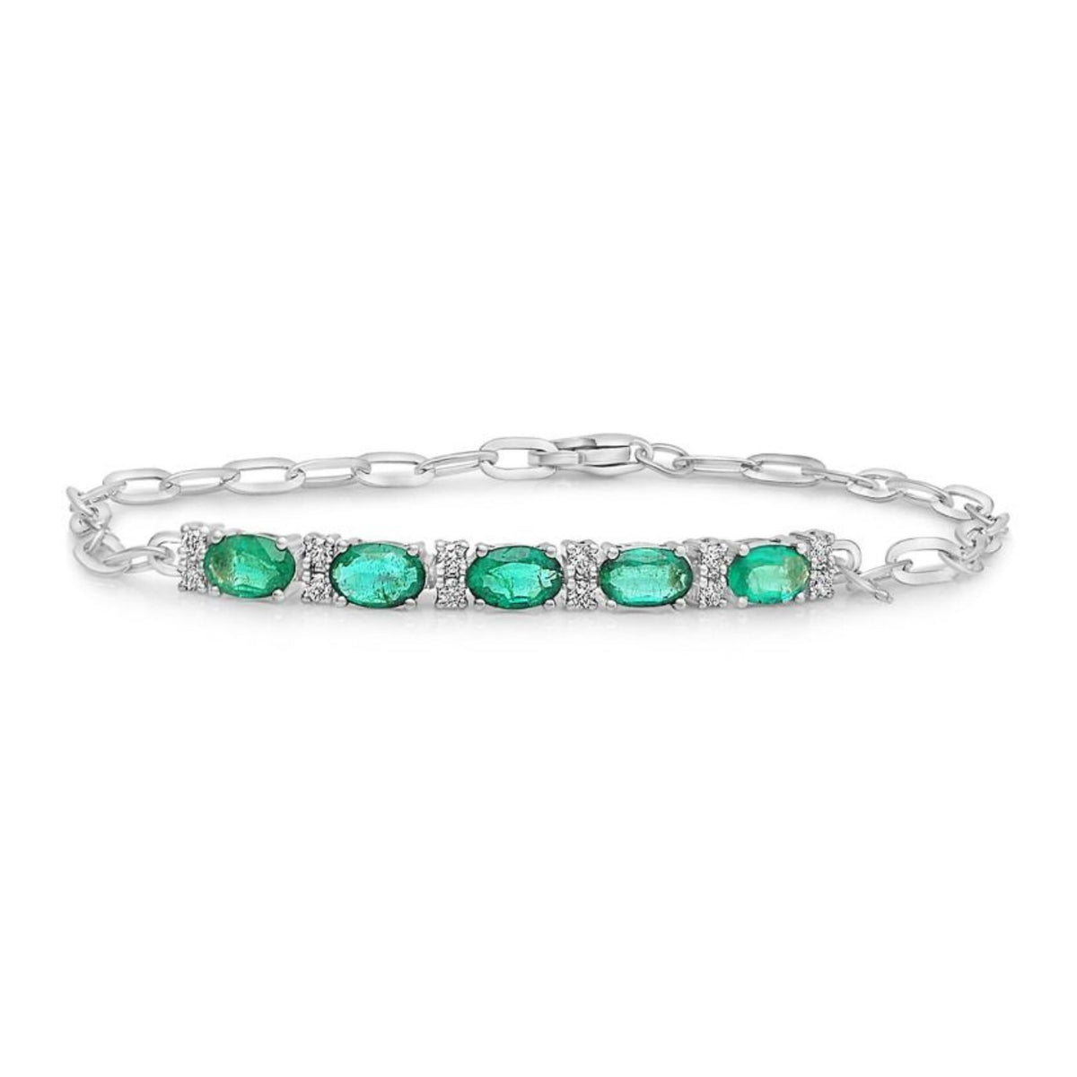 Emerald and Diamond Chain Bracelet