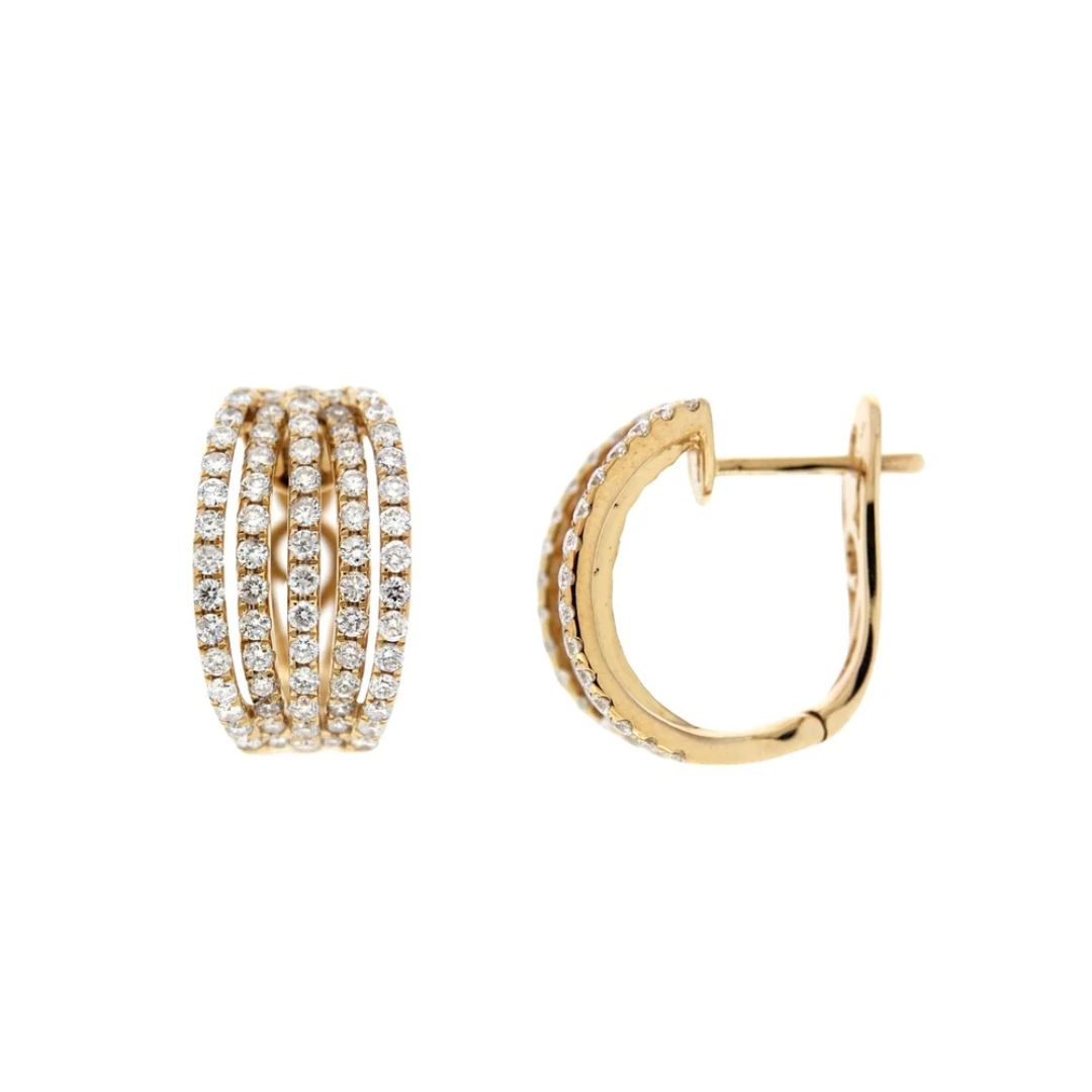 Five-Row Diamond Hoop Earrings