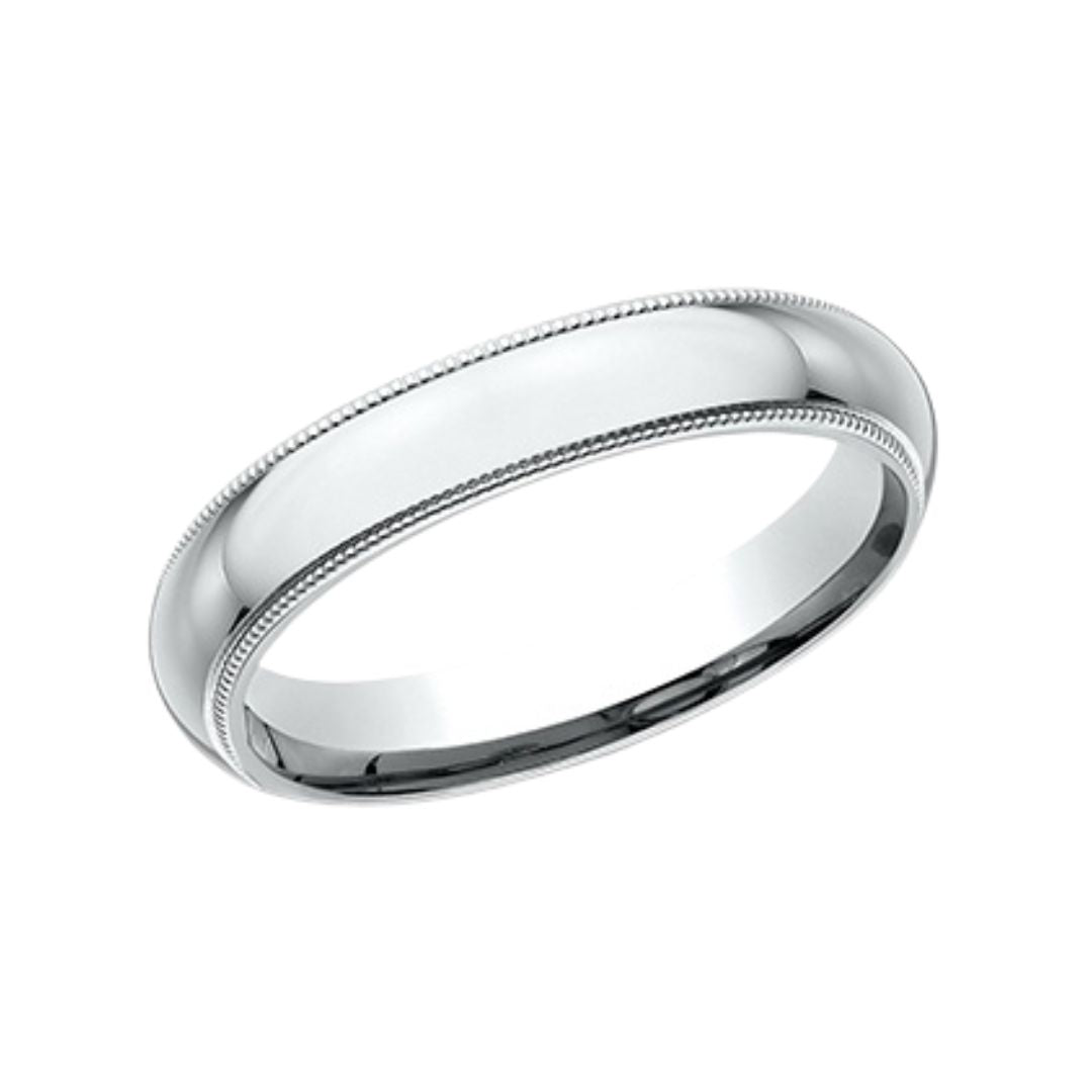 4MM High Dome Milgrain Trim Wedding Band