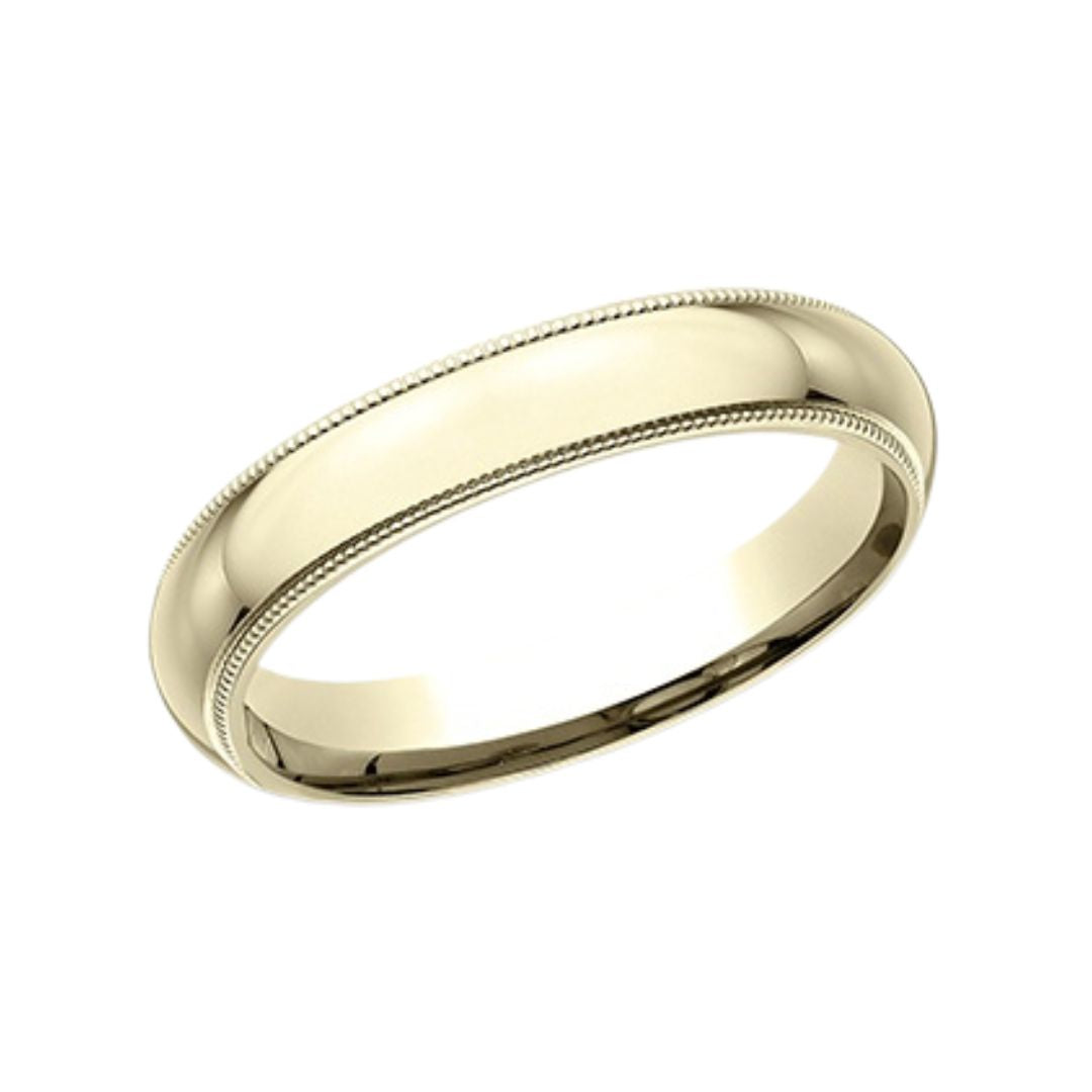 4MM High Dome Milgrain Trim Wedding Band