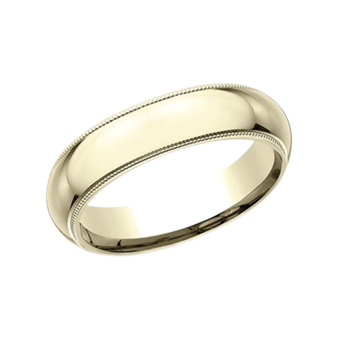 5MM Half Dome Milgrain Trim Wedding Band