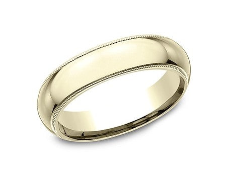 6MM High Dome Milgrain Trim Wedding Band