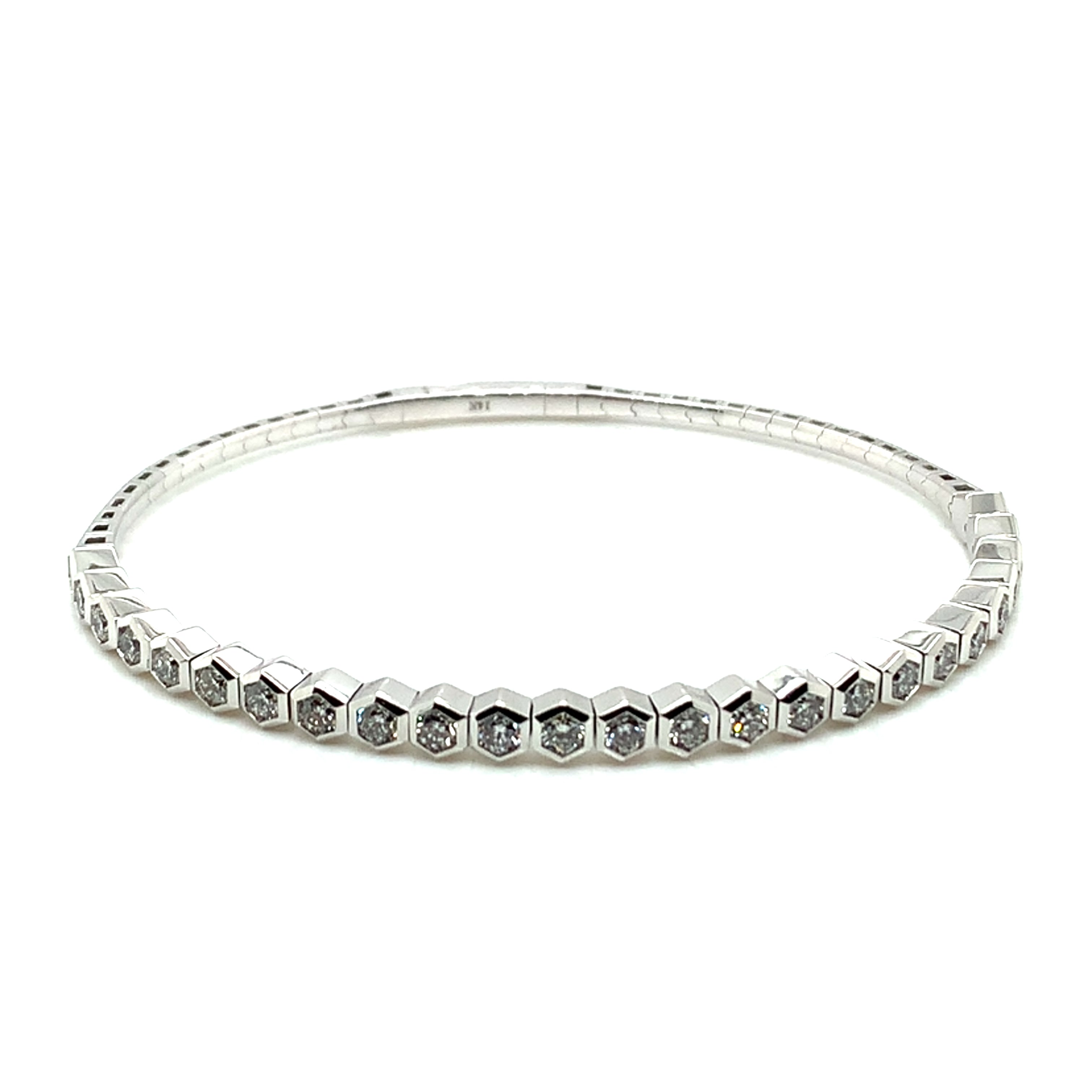 Hexagonal Diamond Bezel Bangle Bracelet