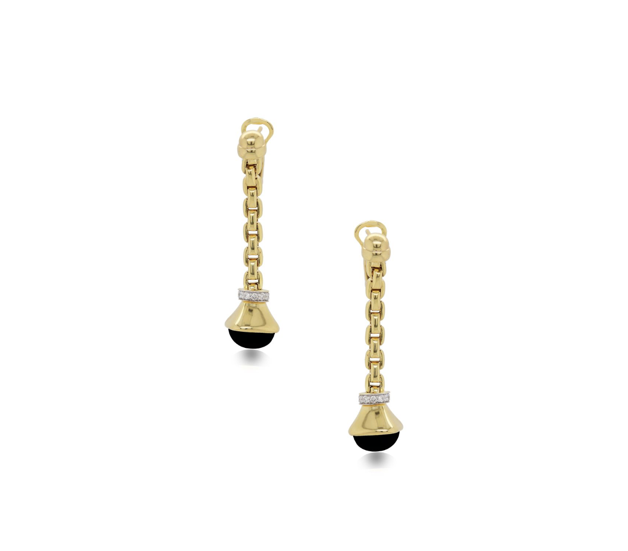 Diamond and Onyx Rondell Dangle Earrings