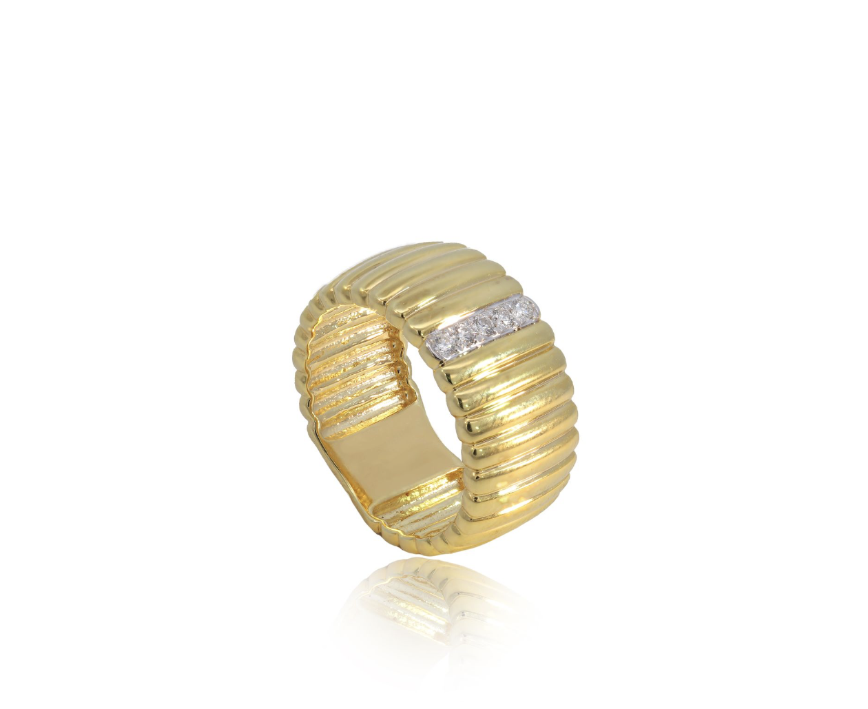 Diamond Polished Ribbed Fashion Ring