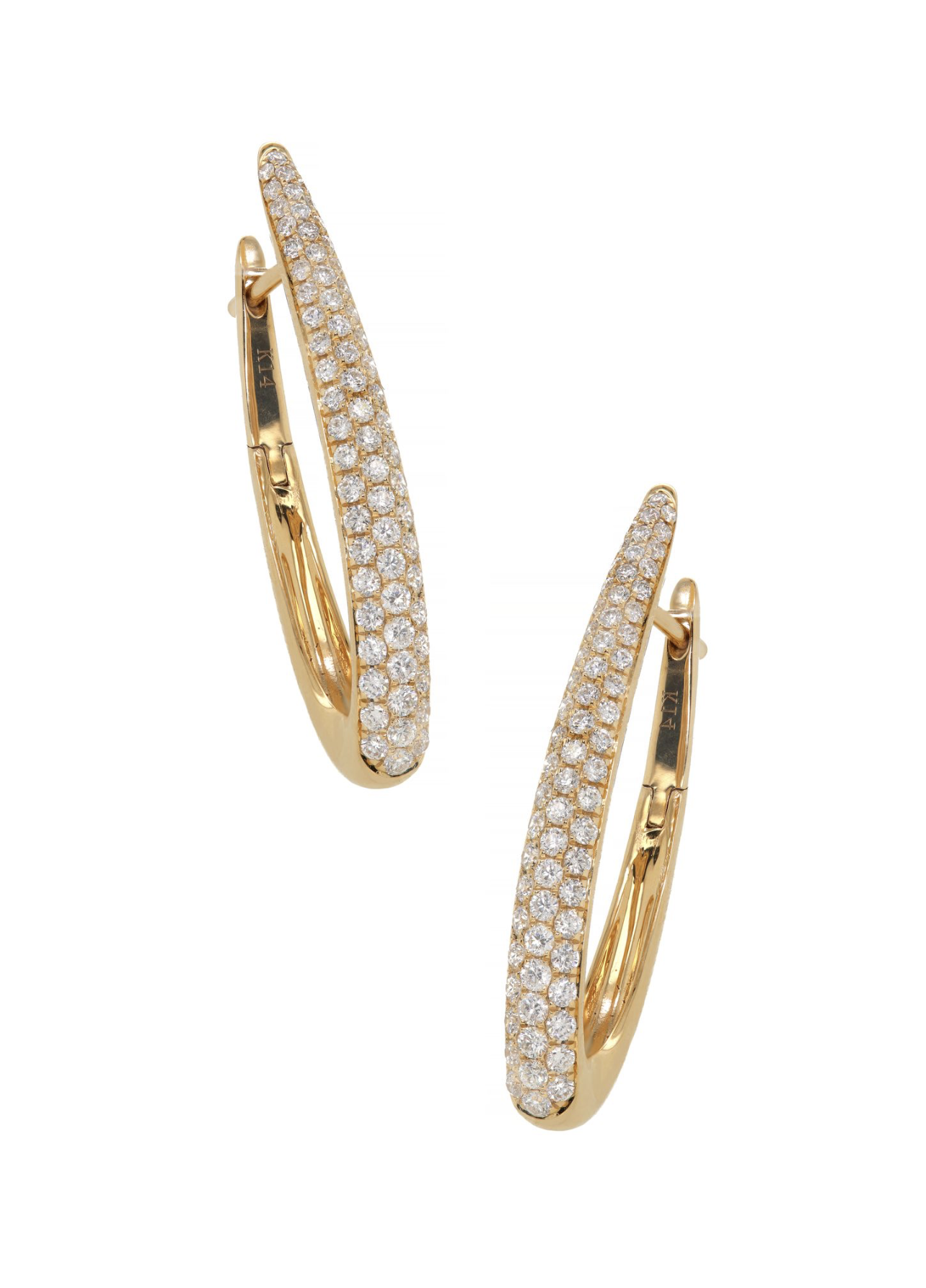 Pave Diamond Oblong Hoop Earrings