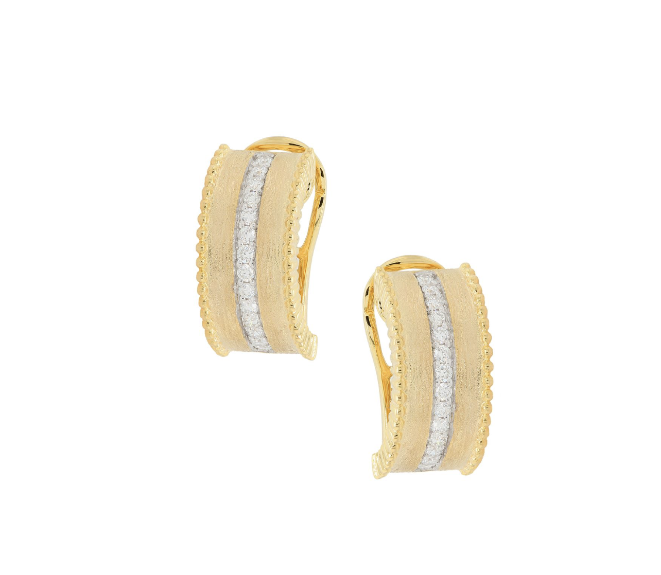 Diamond Brushed Beaded Huggie Earrings