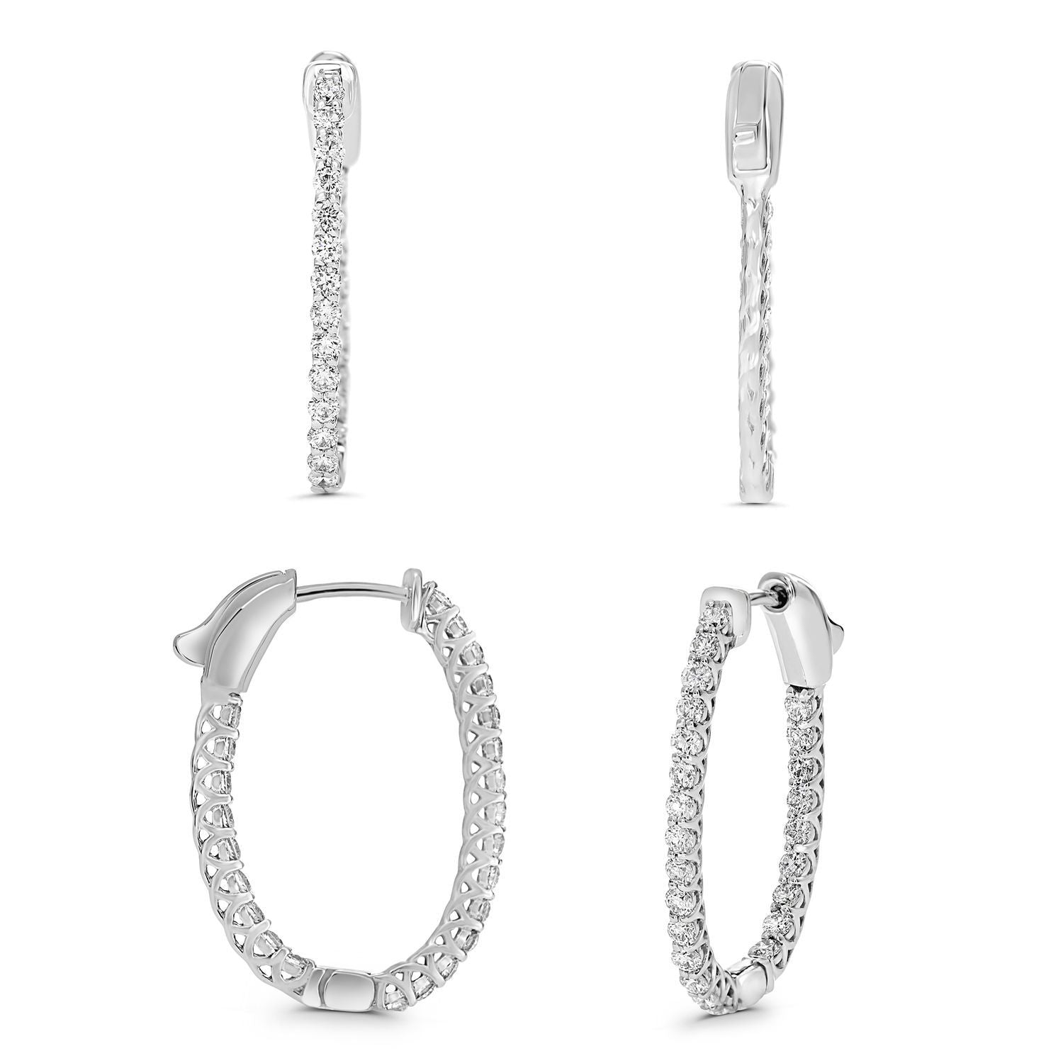 Diamond Oblong Hoop Earrings