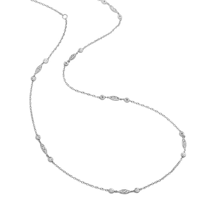 Marquise and Round Diamond Station Necklace