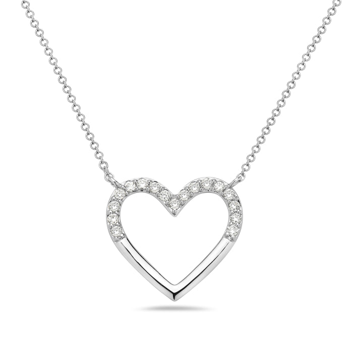 Diamond and Polished Open Heart Pendant