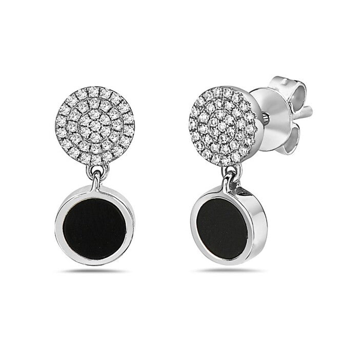 Onyx and Diamond Drop Earrings