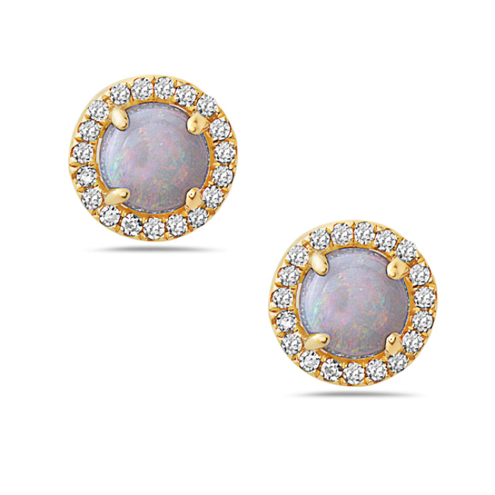 Opal and Diamond Halo Stud Earrings
