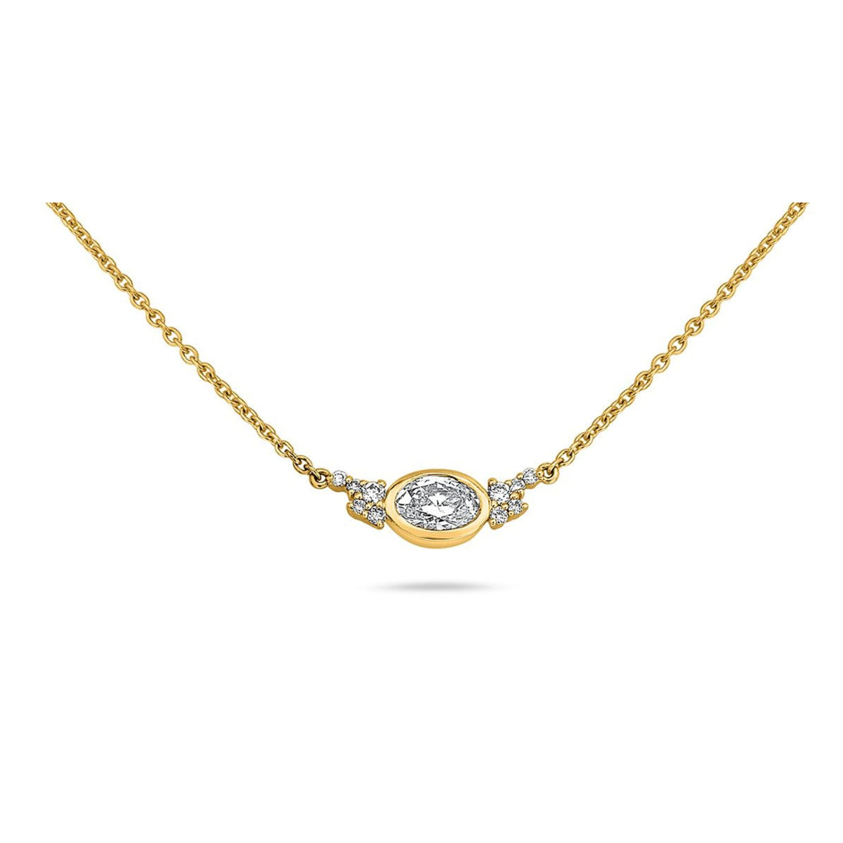 Oval Diamond Bezel Set Pendant Necklace