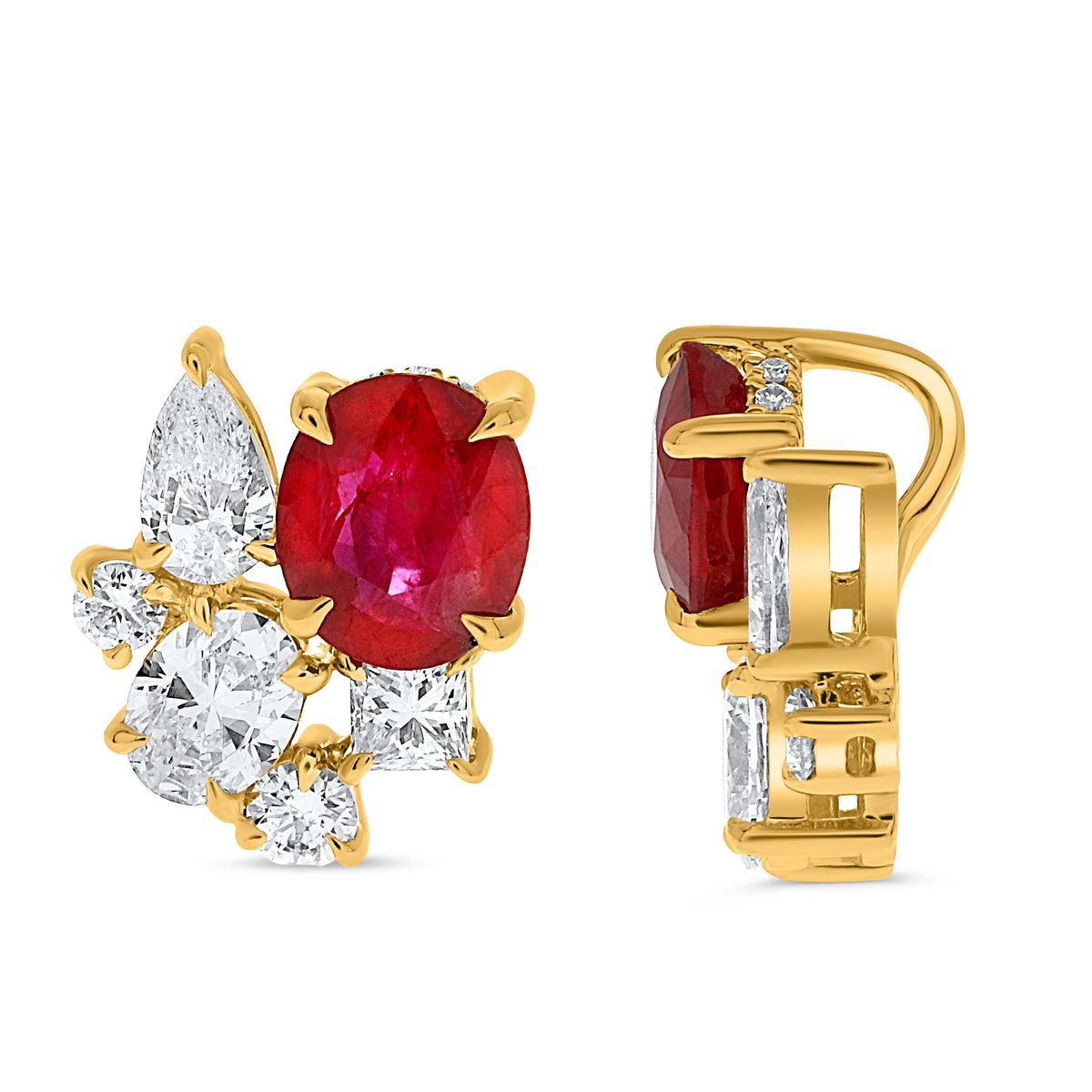 Oval Ruby and Diamond Cluster Pendant