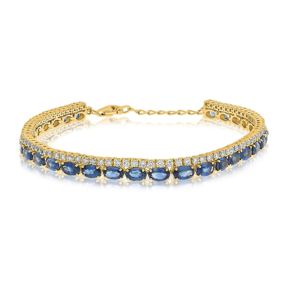 Oval Sapphire and Diamond Double Row Bracelet