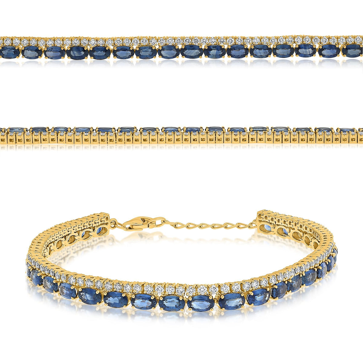 Oval Sapphire and Diamond Double Row Bracelet