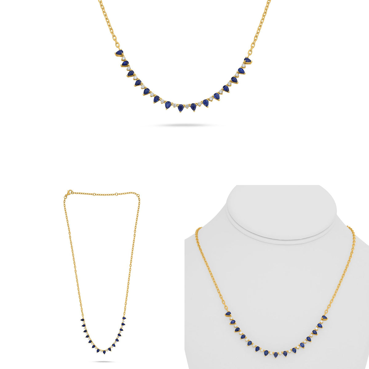 Pear-Shaped Sapphire and Diamond Necklace