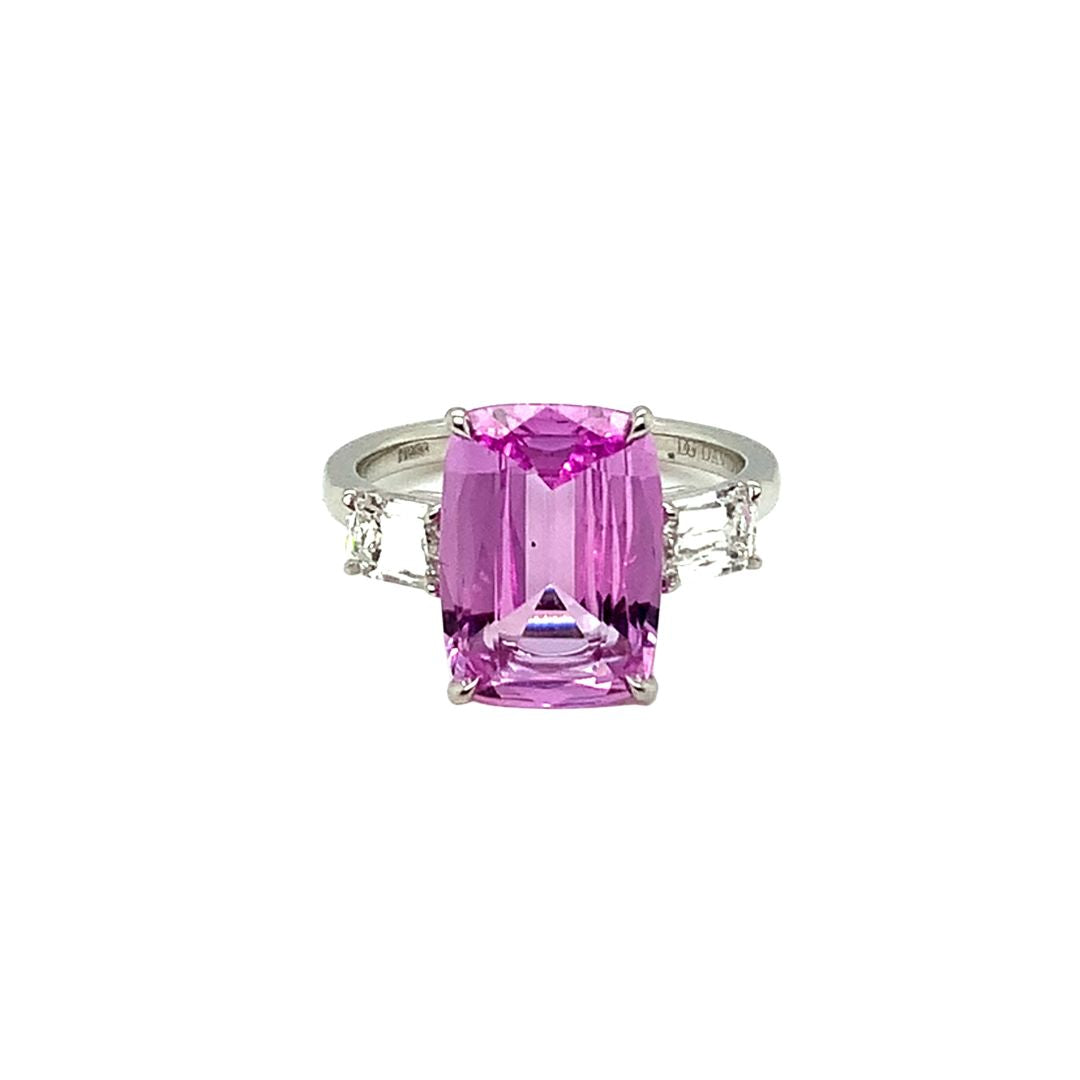 Pink Sapphire and Diamond Ring