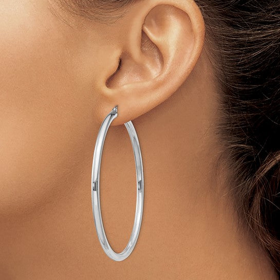 3MM Sterling Silver Round Hoop Earrings