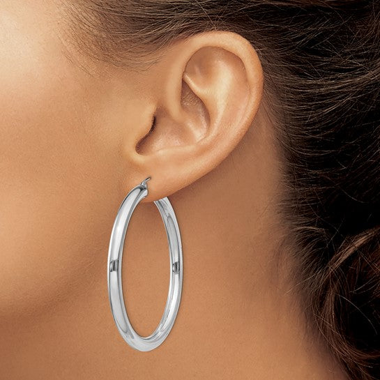 4MM Sterling Silver Round Hoop Earrings