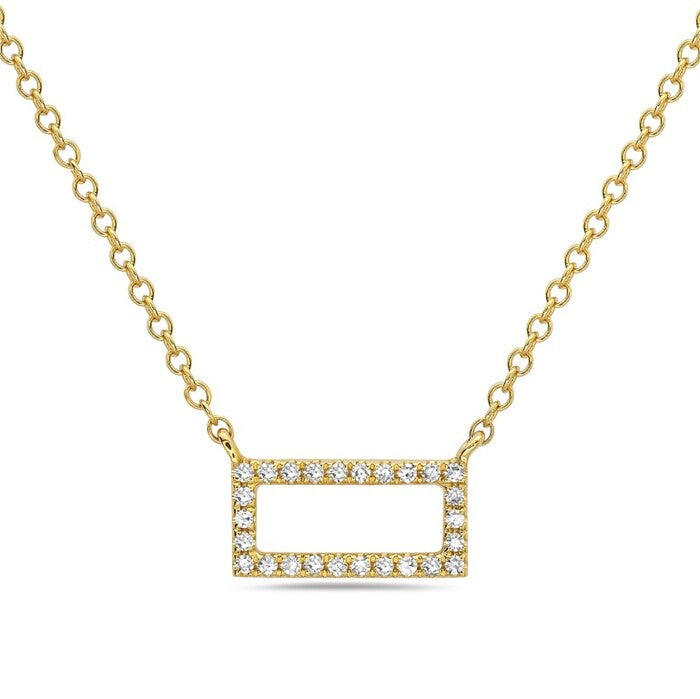 Rectangular Diamond Open Pendant Necklace