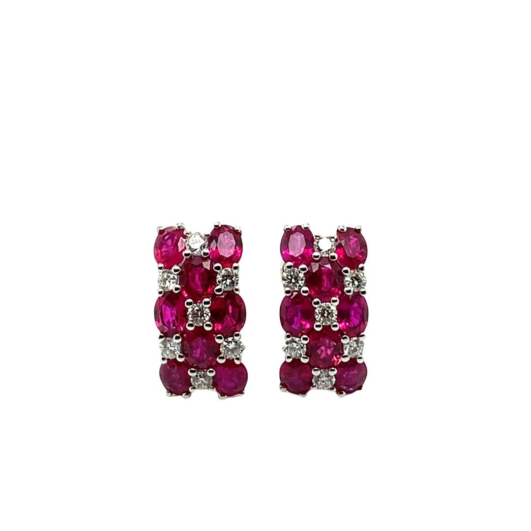 Checkered Diamond Stud Earrings