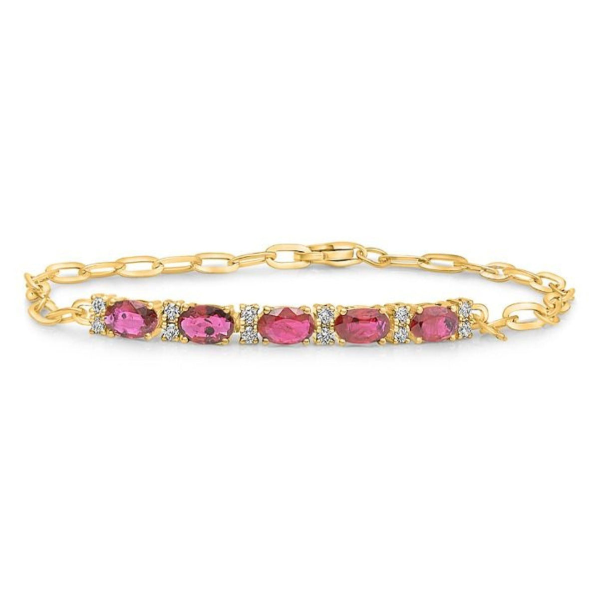 Ruby and Diamond Paperclip Bracelet