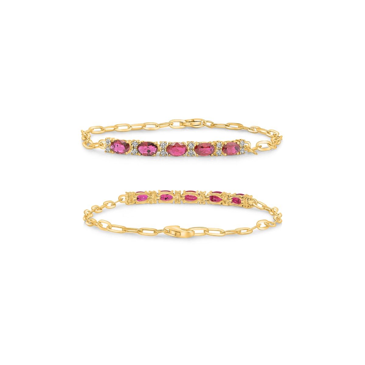 Ruby and Diamond Paperclip Bracelet