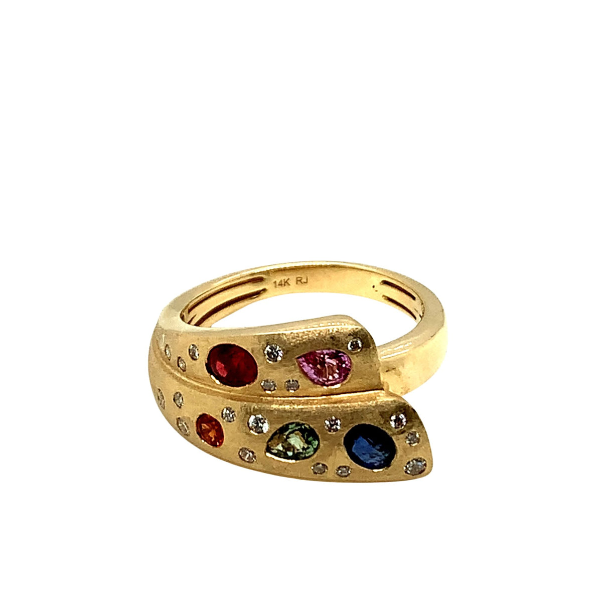 Sandblasted Multicolored Sapphire Ring