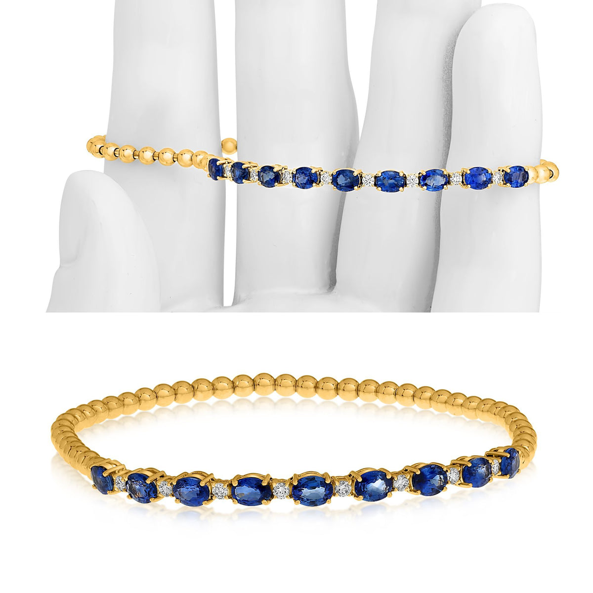 Sapphire and Diamond Flexible Stretch Bracelet