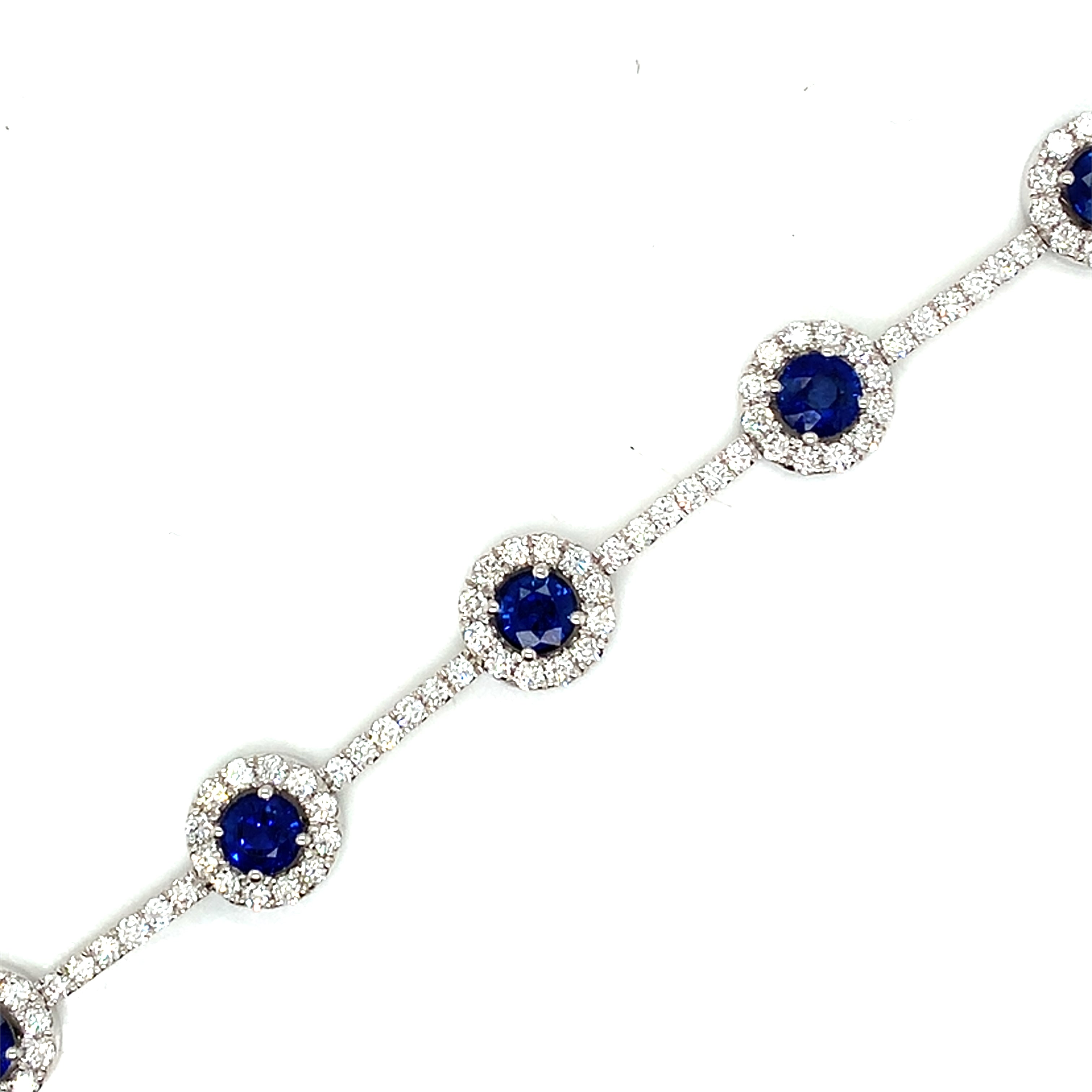 Sapphire and Diamond Halo Station Bracelet