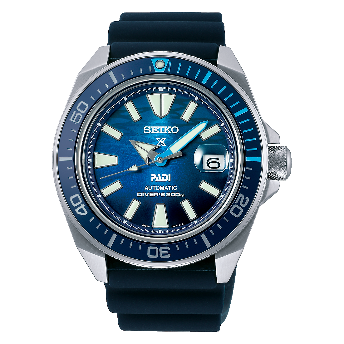 Seiko watch with a blue dial and blue strap