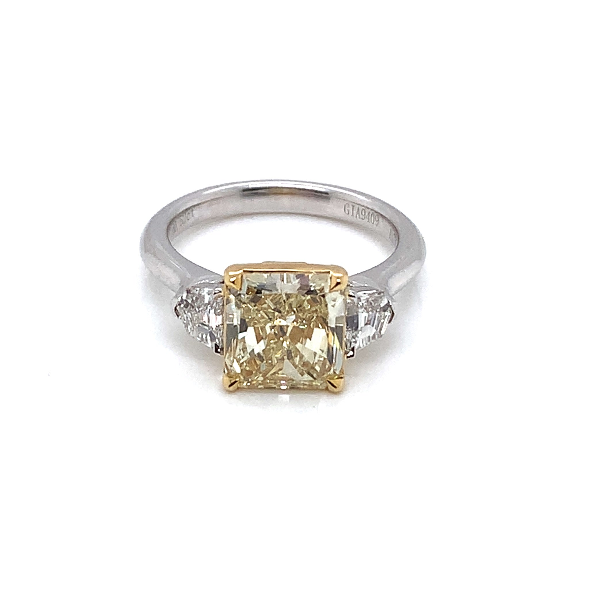 Radiant Cut Yellow Diamond Ring