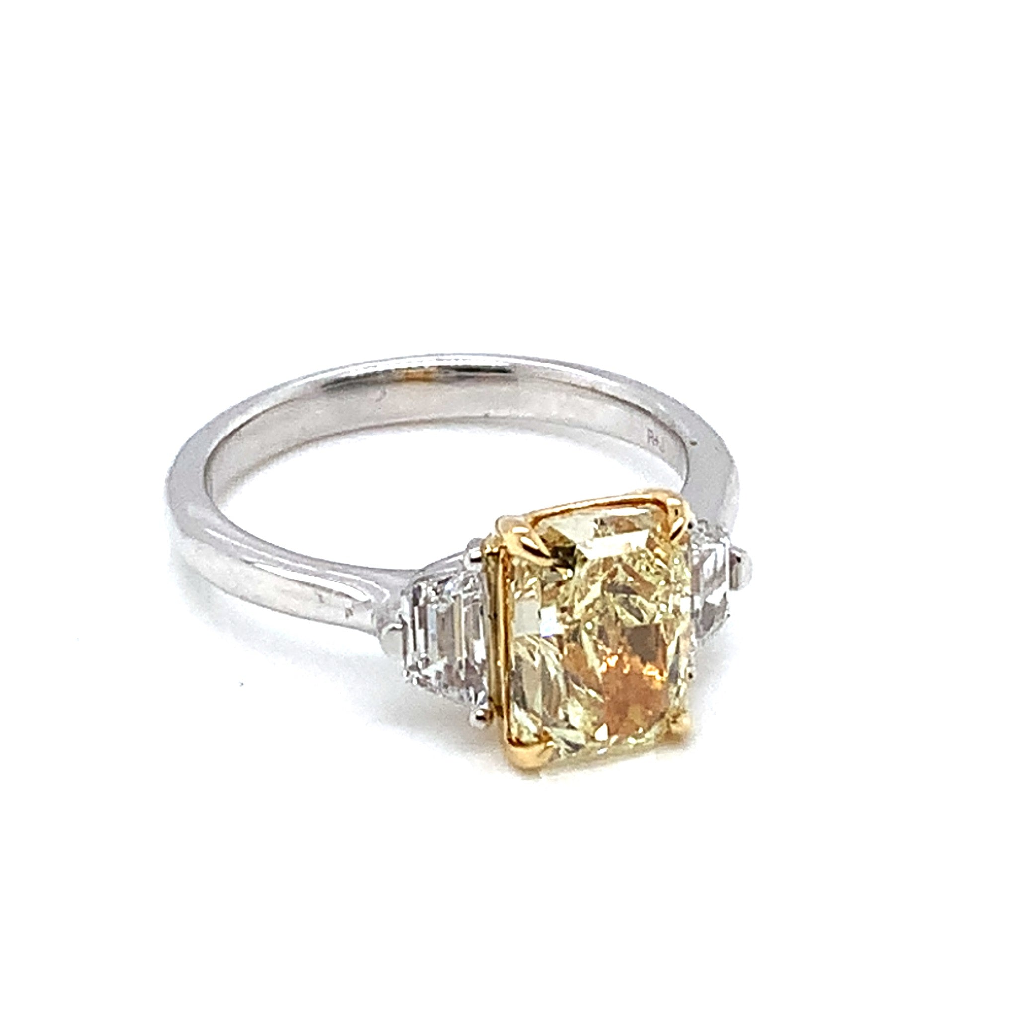 Radiant Cut Yellow Diamond Ring