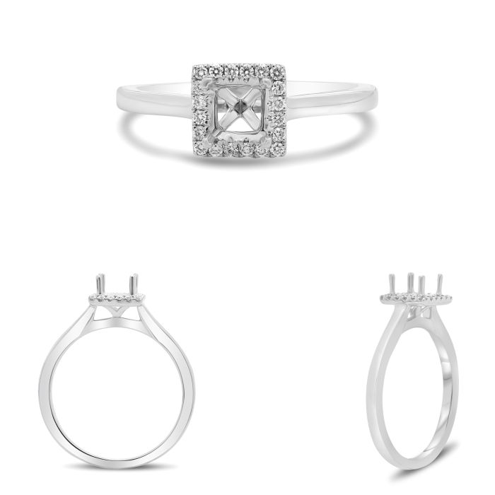 Diamond Square Halo Engagement Ring Setting