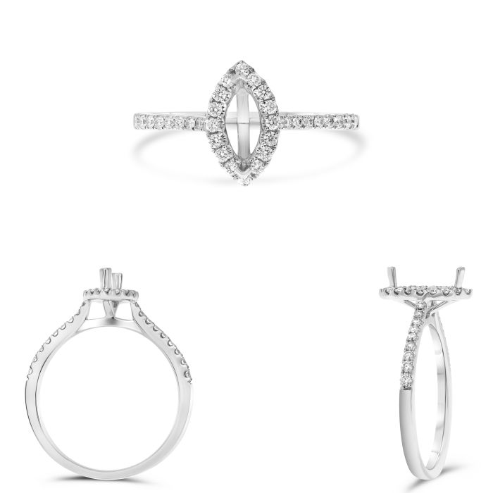 Marquise Diamond Halo Engagement Ring Setting