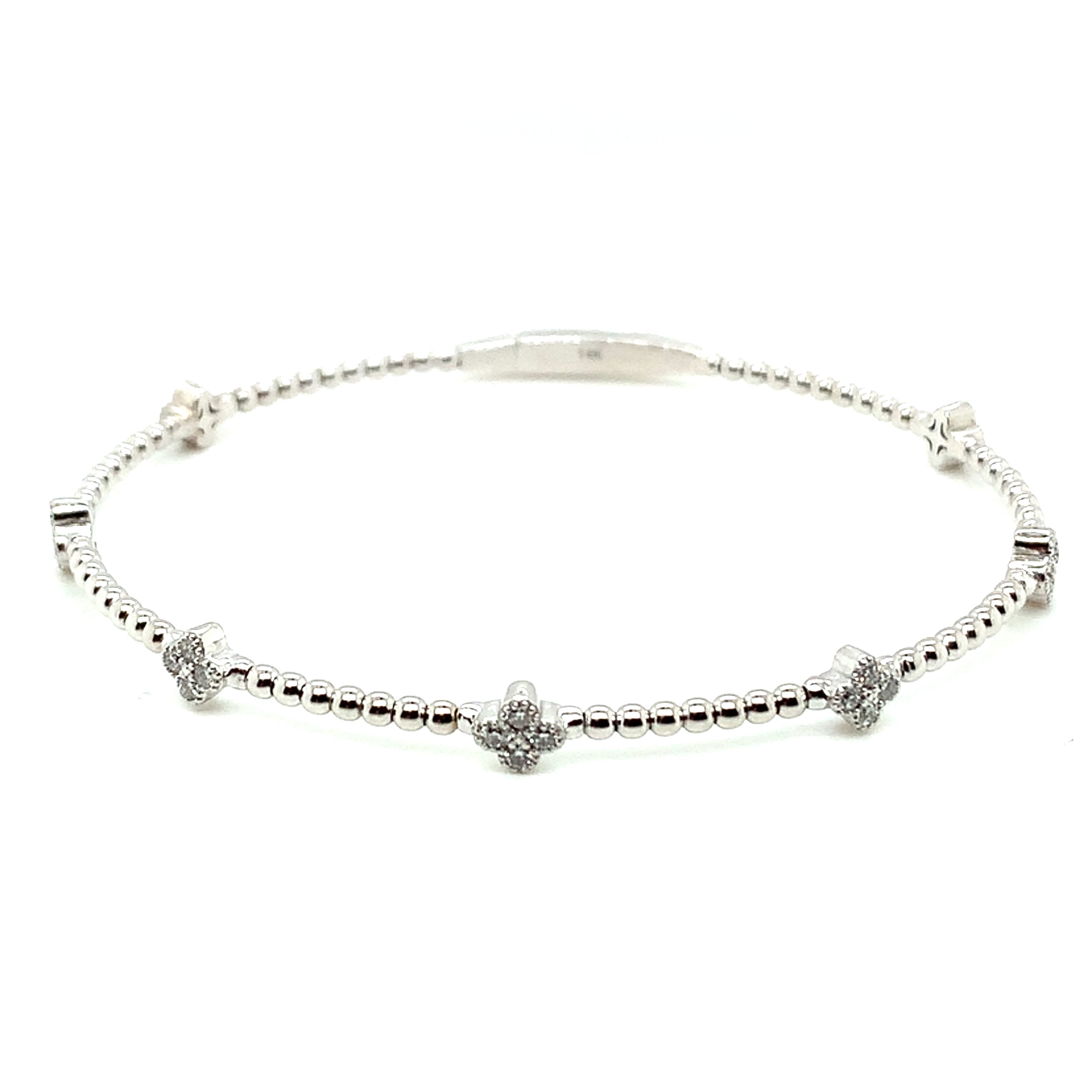 Diamond Beaded Clover Station Bangle