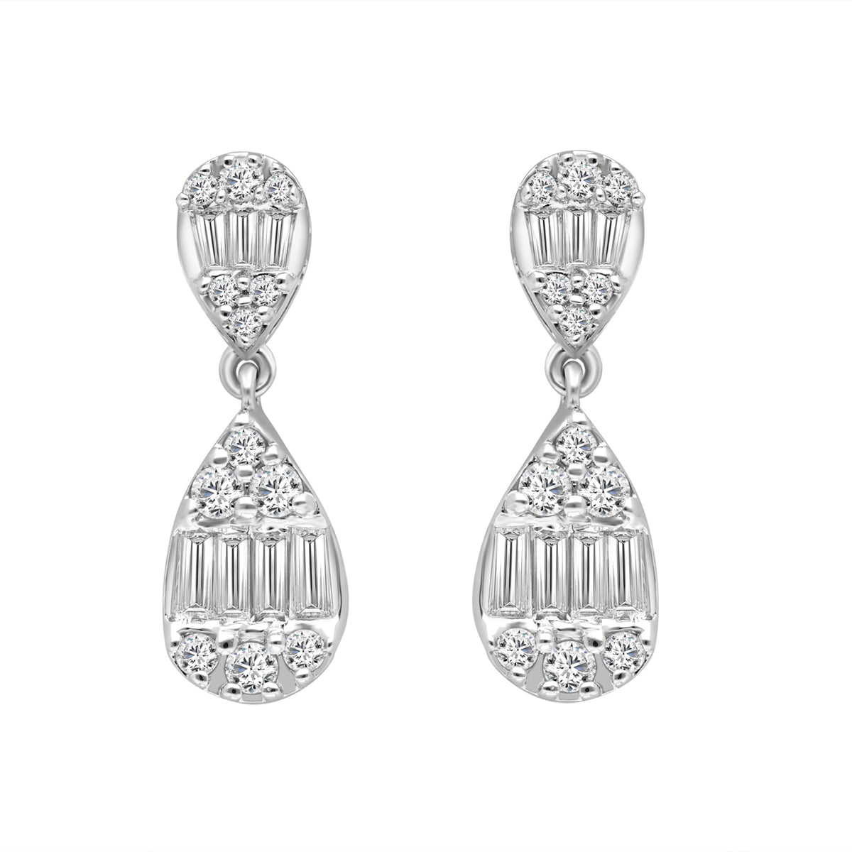 Tear Drop Multi Cut Diamond Earrings
