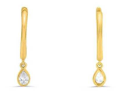 Diamond Pear Shape Dangle Hoop Earrings