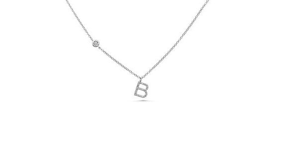 Dainty Diamond White Gold Initial Necklaces