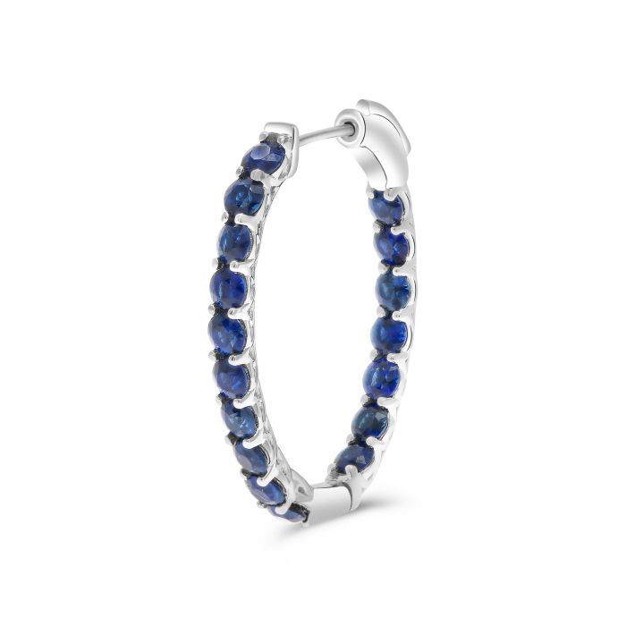 Sapphire Inside Out Oval Hoop Earrings