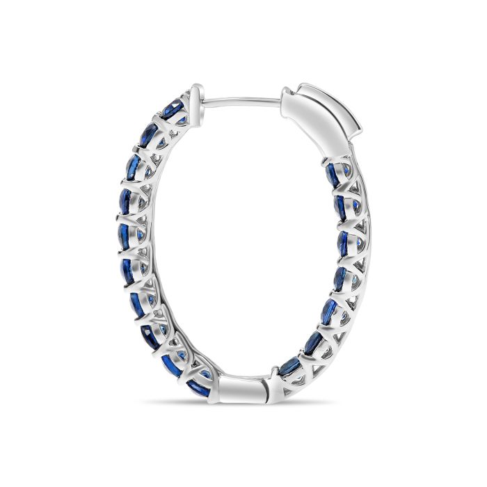 Sapphire Inside Out Oval Hoop Earrings