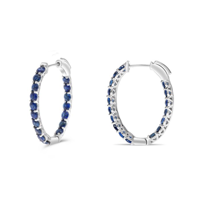 Sapphire Inside Out Oval Hoop Earrings