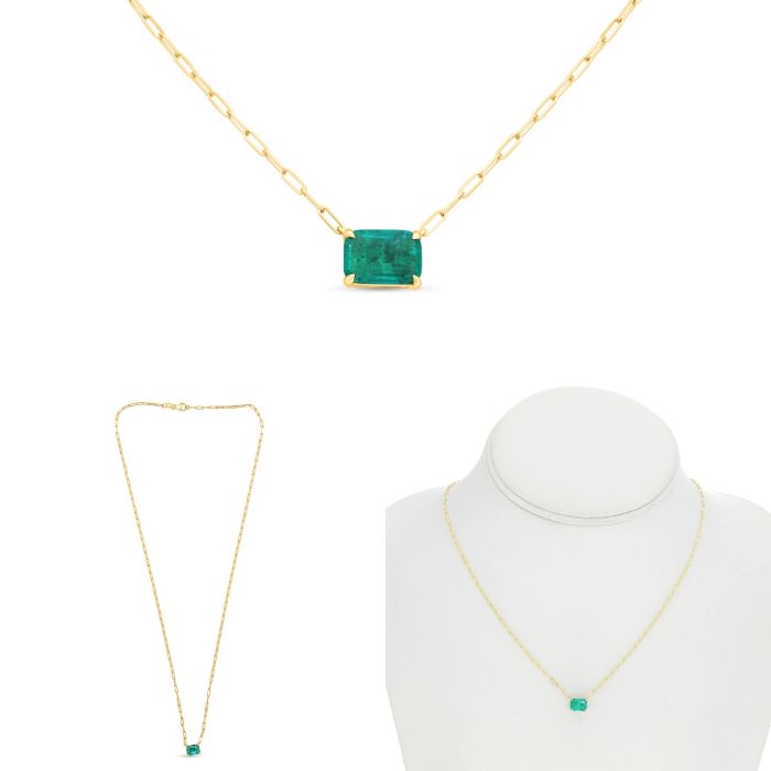 Emerald Paperclip Necklace