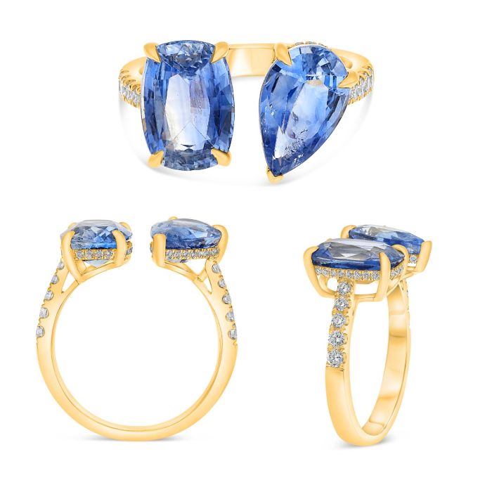 Toi et Moi Blue Sapphire and Diamond Ring