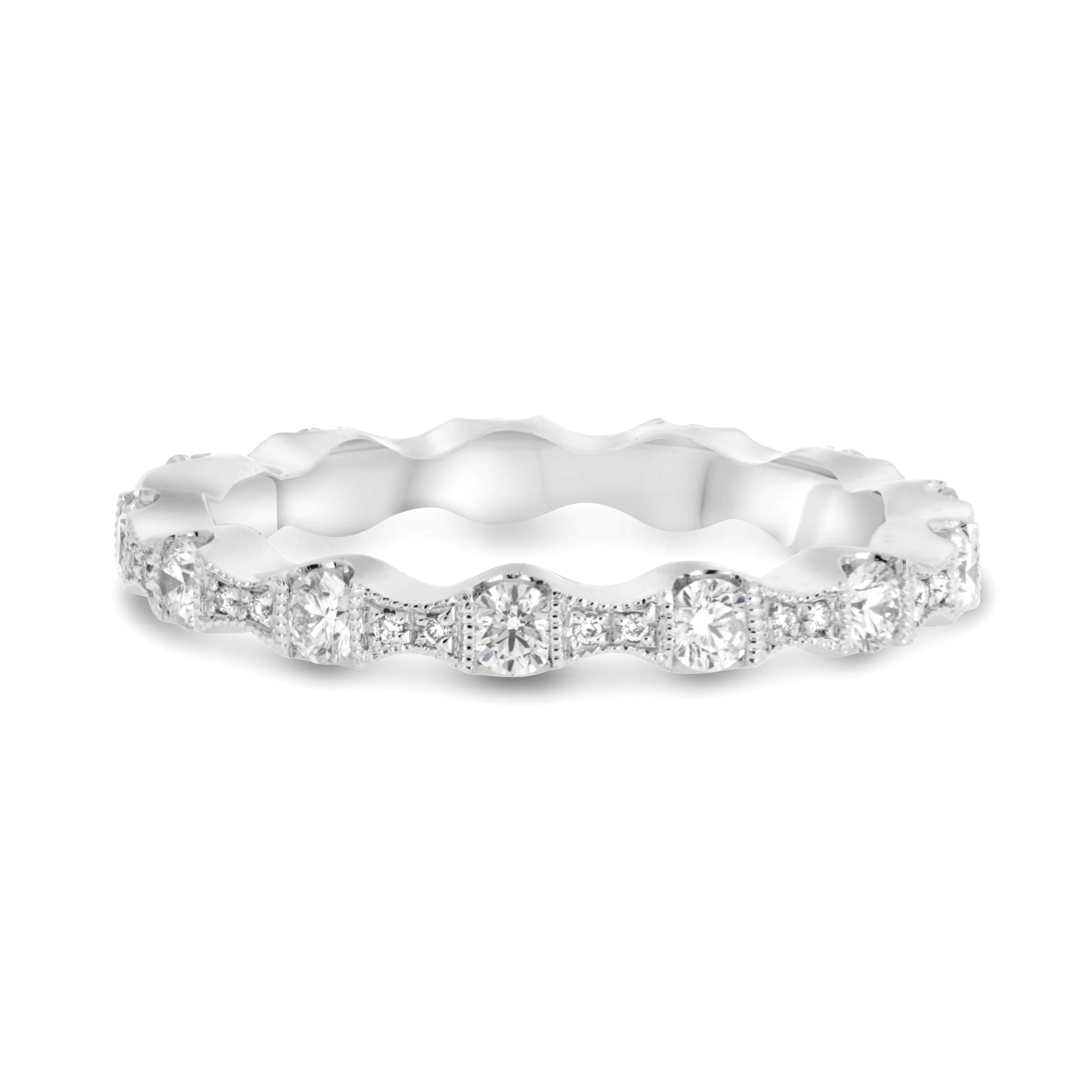 Diamond Milgrain Stackable Ring